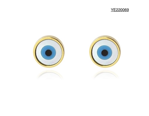 Κακά ματιών σκουλαρίκια μπλε ματιών μόδας πολυτέλειας θέσεων σκουλαρικιών ανοξείδωτου χρυσά