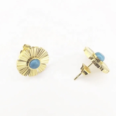 18K καλυμμένο χρυσός ανοξείδωτου στήριγμα αυτιών της Daisy κοσμήματος συνθετικό μπλε τυρκουάζ για τα σκουλαρίκια δώρων γυναικών
