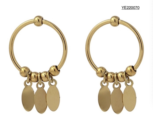 Πολυτελής διακόσμηση Στρογγυλά σκουλαρίκια με φούντα Χρυσά σκουλαρίκια από ανοξείδωτο ατσάλι