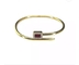 Πολυτέλειας κόκκινο ροδοκόκκινο στερεωμένο διαμάντι καρφιών βραχιόλι ανοξείδωτου βραχιολιών 24k χρυσό